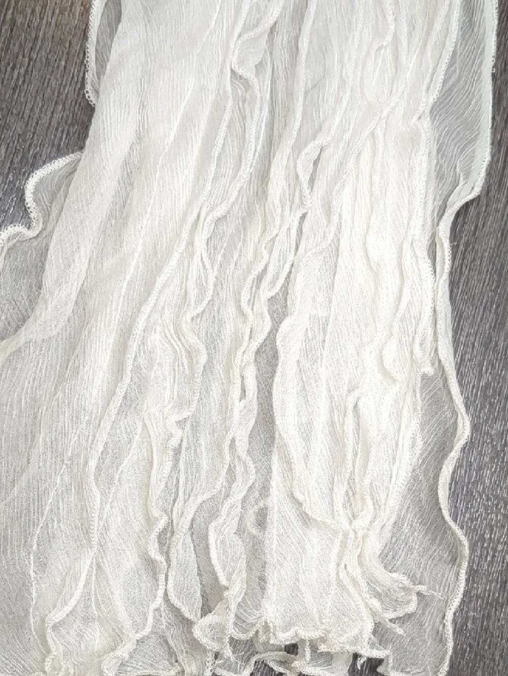 Lauren Ralph Lauren Ivory Ruffled Scarf Shawl Wrap Elegant Sheer